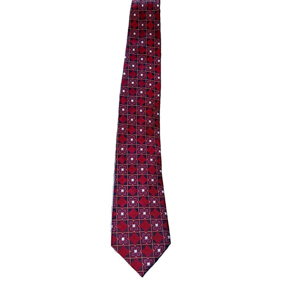 Jos. A. Bank Signature Collection Men's Red Geometric Silk Pointed Tie